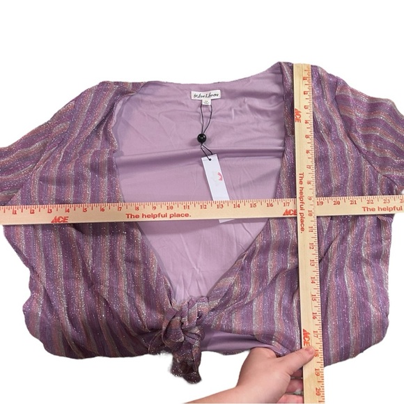 For Love and Lemons Plus Size Disco Chrome Stripe Wrap Top - Picture 5 of 5